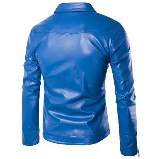 mens-side-zipper-blue-faux-leather-jacket
