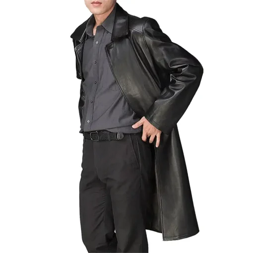 mens-single-breasted-black-faux-leather-coat