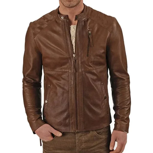 mens-slim-fit-brown-faux-leather-biker-jacket