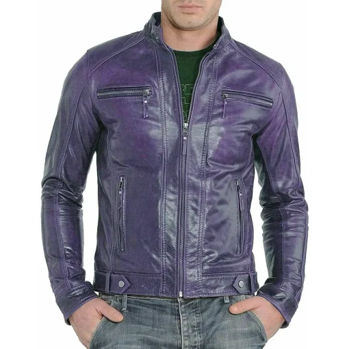 mens-slim-fit-cafe-racer-purple-faux-leather-jacket