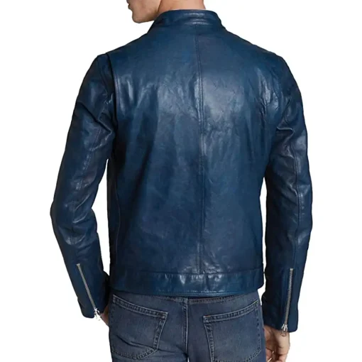 mens-snap-button-collar-blue-faux-leather-jacket