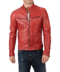 mens-snap-button-collar-red-faux-leather-moto-biker-jacket