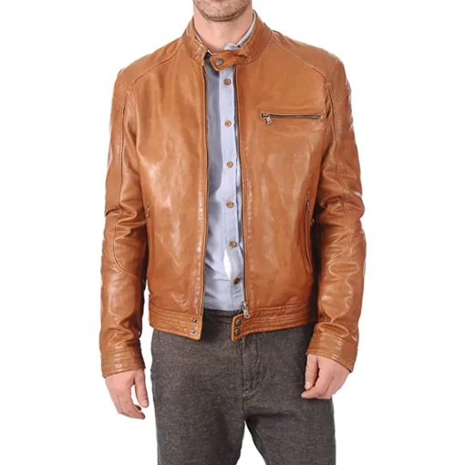 mens-snap-button-collar-tan-brown-faux-leather-moto-biker-jacket