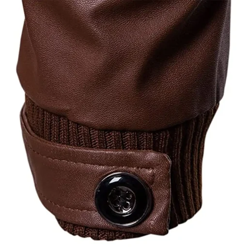 mens-stand-collar-brown-faux-leather-bomber-jacket