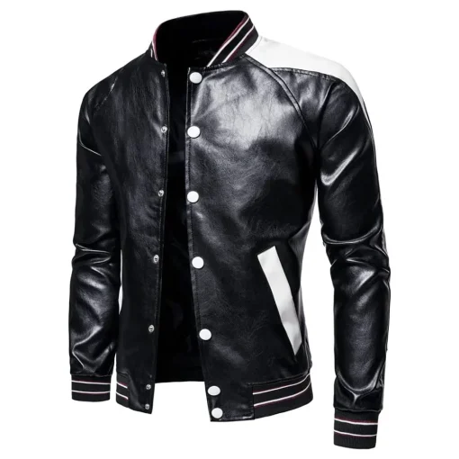 mens-stand-collar-faux-leather-black-and-white-biker-jacket