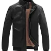 mens-stand-collar-fleece-lined-faux-leather-black-bomber-jacket
