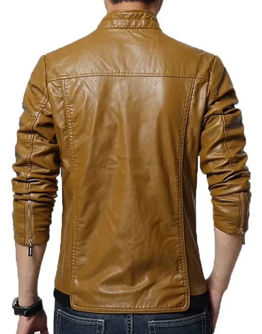 mens-stylish-slim-fit-stand-collar-brown-faux-leather-jacket