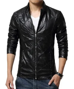 mens-stylish-slim-fit-stand-collar-black-faux-leather-jacket