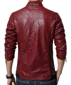 mens-stylish-slim-fit-stand-collar-maroon-faux-leather-jacket