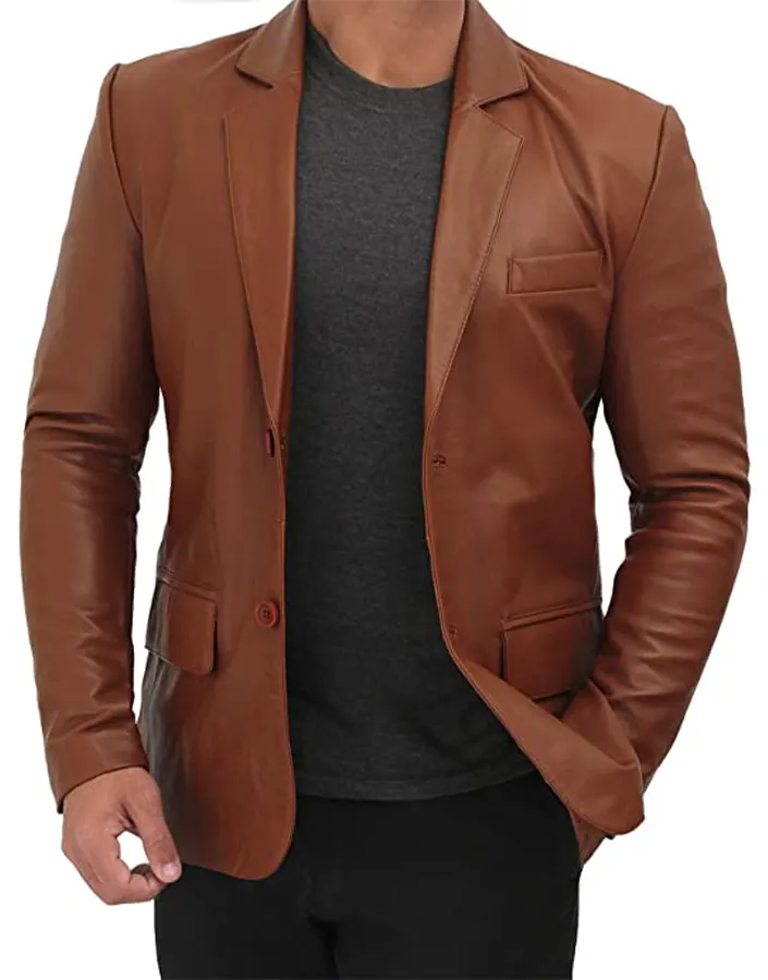 mens-tan-brown-faux-leather-blazer-4 mens-tan-brown-faux-leather-blazer