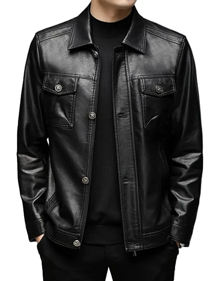 mens-turn-down-collar-slim-fit-black-faux-leather-jacket-1 mens-turn-down-collar-slim-fit-black-faux-leather-jacket