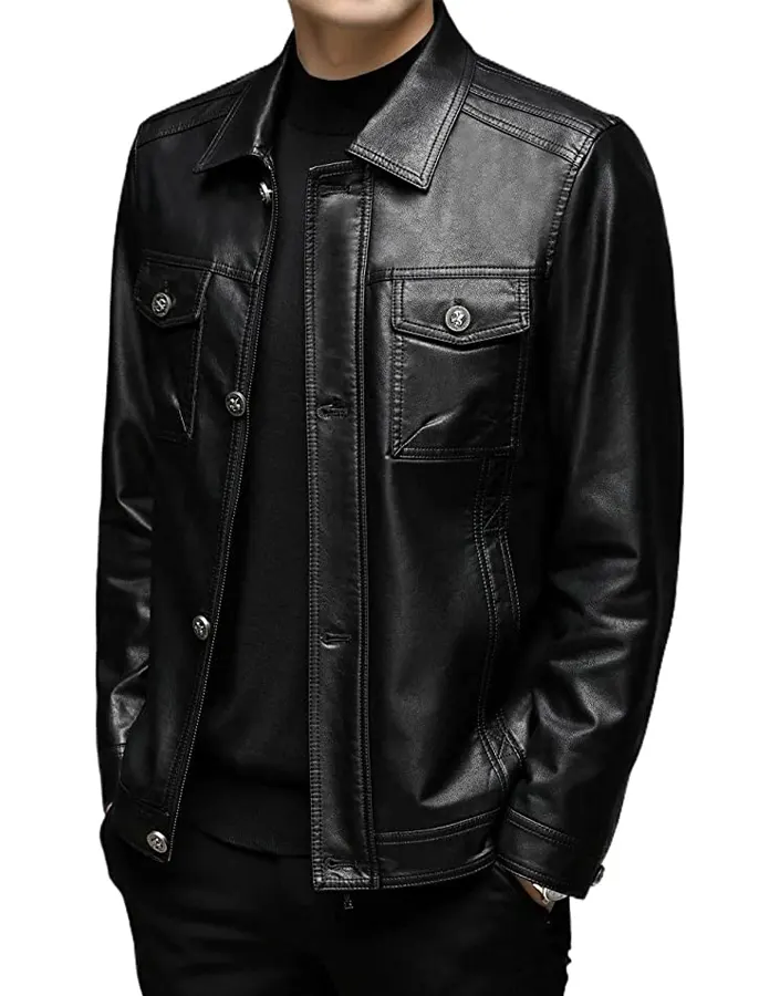 mens-turn-down-collar-slim-fit-black-faux-leather-jacket-3 mens-turn-down-collar-slim-fit-black-faux-leather-jacket