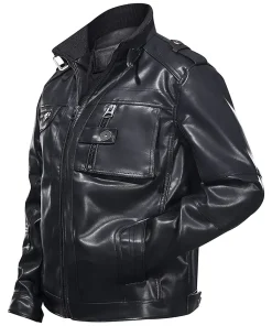 mens-zipper-pockets-black-faux-leather-jacket