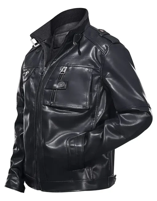 mens-zipper-pockets-black-faux-leather-jacket