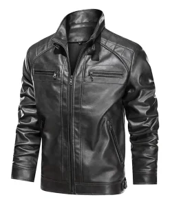 mens-zipper-pockets-greyish-black-faux-leather-jacket