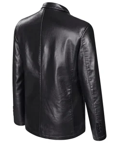 two-button-mens-classic-black-faux-leather-blazer