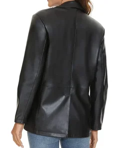 womens-black-faux-leather-blazer