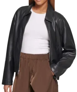 womens-black-faux-leather-bomber-jacket