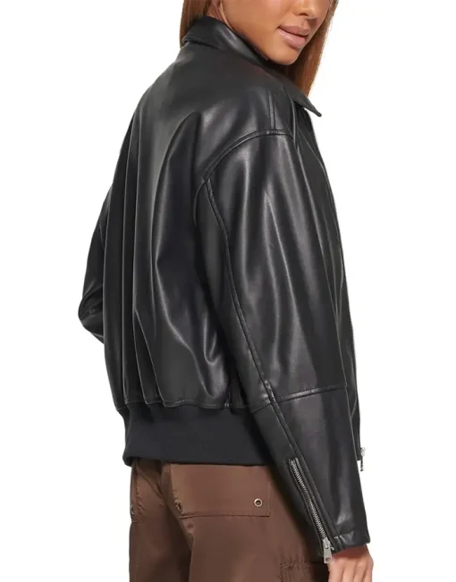 womens-black-faux-leather-bomber-jacket