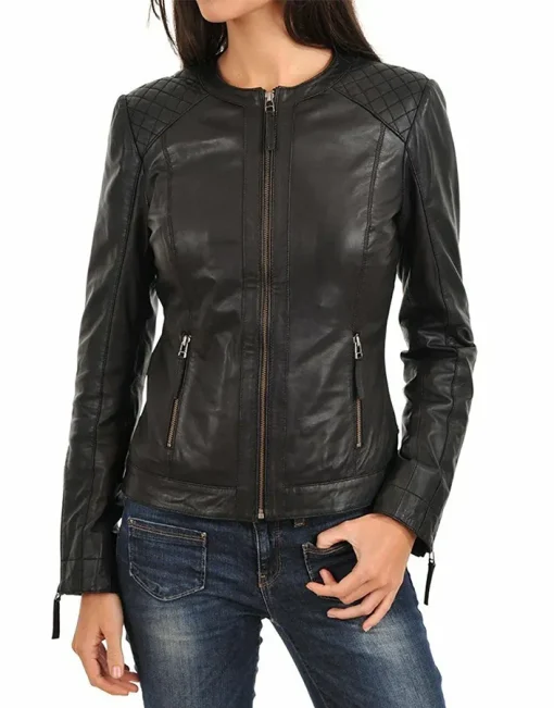 womens-black-faux-leather-collarless-biker-jacket