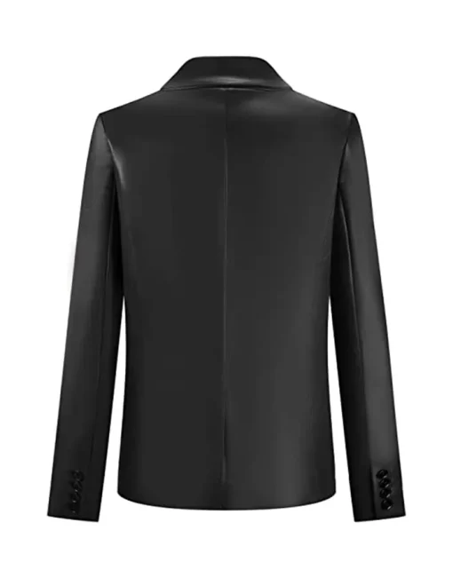 womens-black-faux-leather-long-sleeve-blazer