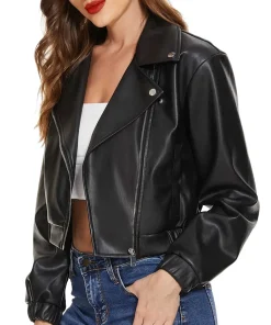 womens-black-faux-leather-short-bomber-jacket