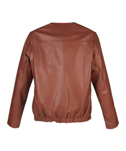 womens-brown-faux-leather-collarless-biker-jacket