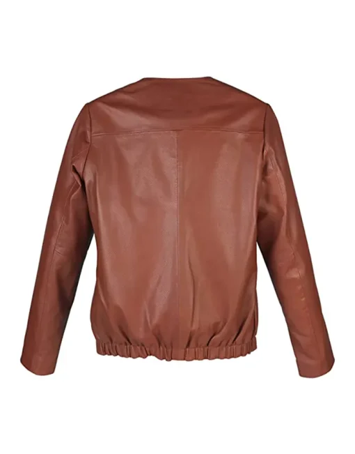 womens-brown-faux-leather-collarless-biker-jacket