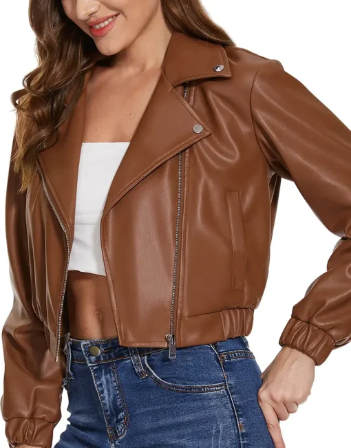 womens-brown-faux-leather-short-bomber-jacket