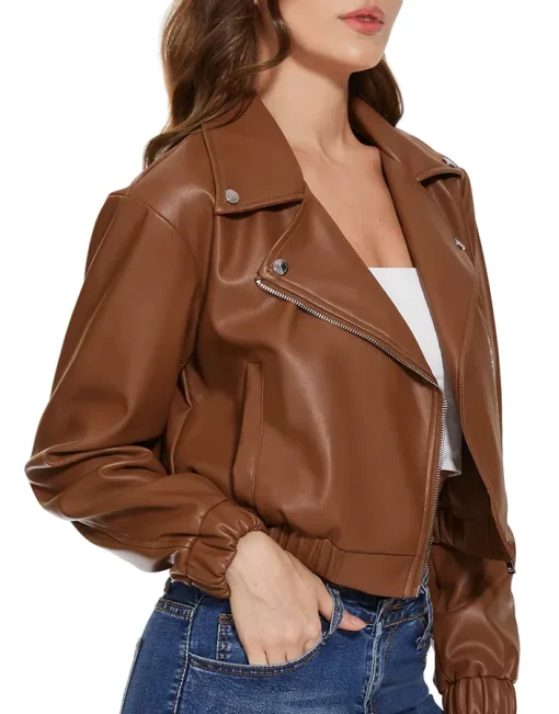 womens-brown-faux-leather-shwomens-brown-faux-leather-short-bomber-jacketort-bomber-jacket