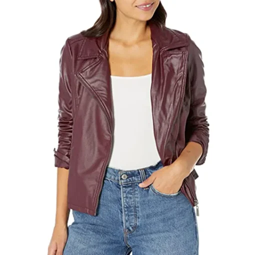 womens-burgundy-faux-leather-moto-jacket-with-vented-back