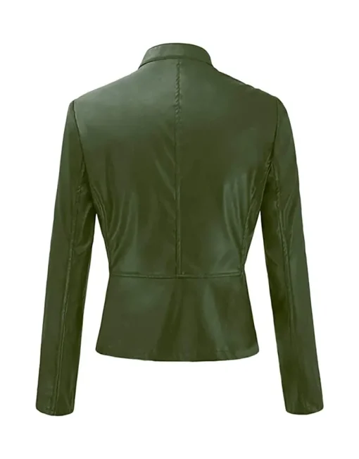 womens-casual-slim-fit-green-faux-leather-biker-jacket