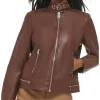 womens-chocolate-brown-faux-leather-racer-jacket