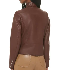 womens-chocolate-brown-faux-leather-racer-jacket