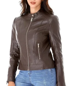 womens-chocolate-brown-faux-leather-zip-up-slim-fit-jacket