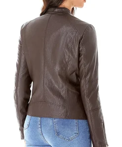 womens-chocolate-brown-faux-leather-zip-up-slim-fit-jacket
