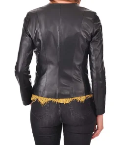 womens-collarless-black-faux-leather-biker-jacket
