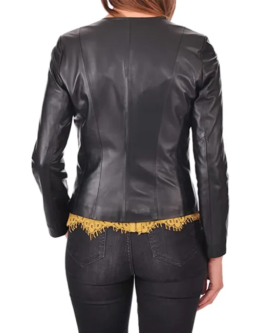 womens-collarless-black-faux-leather-biker-jacket