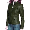 womens-dark-green-faux-leather-slim-fit-biker-jacket