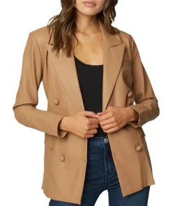 womens-double-breasted-brown-faux-leather-blazer