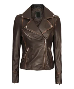 womens-double-rider-brown-faux-leather-jacket