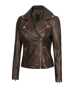 womens-double-rider-brown-faux-leather-jacket