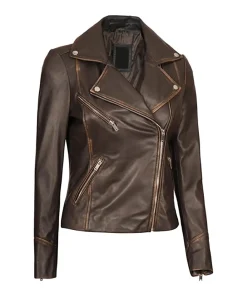 womens-double-rider-brown-faux-leather-jacket