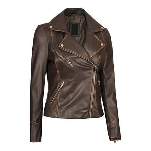 womens-double-rider-brown-faux-leather-jacket
