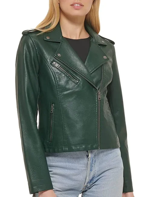 womens-green-faux-leather-asymmetrical-zip-motorcycle-jacket