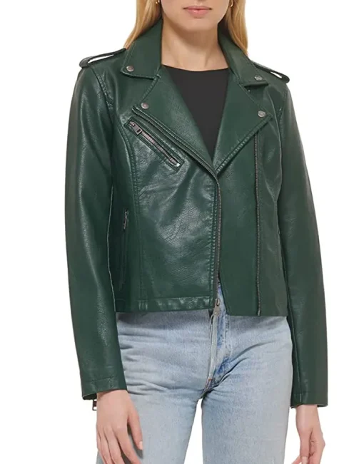 womens-green-faux-leather-asymmetrical-zip-motorcycle-jacket