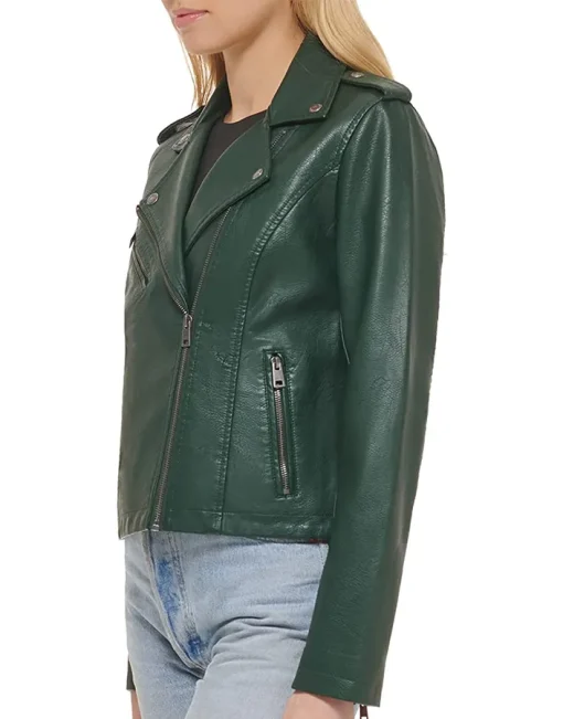 womens-green-faux-leather-asymmetrical-zip-motorcycle-jacket