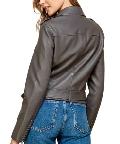 womens-lapel-collar-grey-faux-leather-motorcycle-jacket