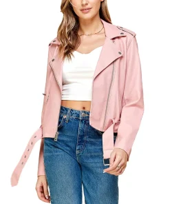 womens-lapel-collar-pink-faux-leather-motorcycle-jacket