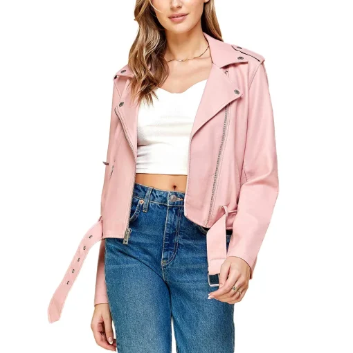 womens-lapel-collar-pink-faux-leather-motorcycle-jacket